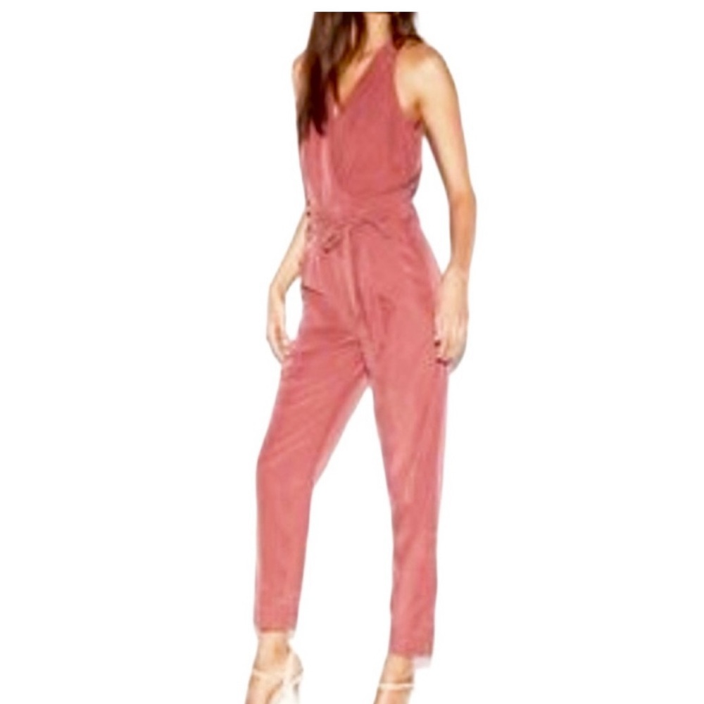 Express Burgundy Sleeveless Belt V-Neck  Jumpsuit 6